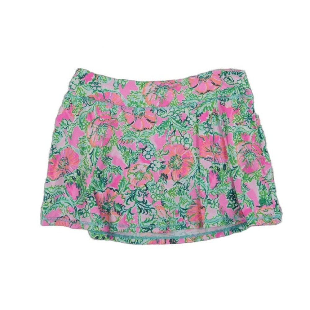 Lilly Pulitzer Luxletic Skort Women's Size Medium Pink Green Floral Golf Tennis